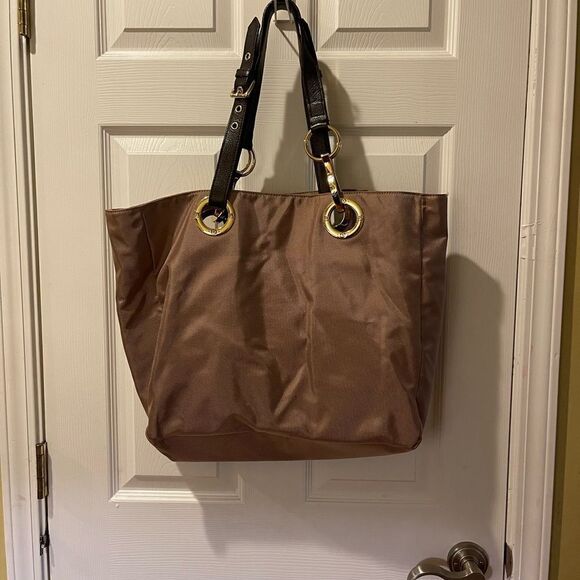 JPK Paris 75 Nylon Brown large tote dark brown  straps  gold tone hardwares - Picture 1 of 15